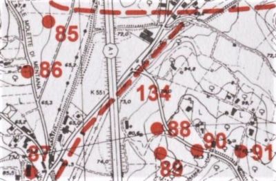 Fig. 1. Localiz. dell’Osteria (Carta Archeologica Provincia di Roma, 2004, Tav. LIII - edificio a dex. del n. 87)